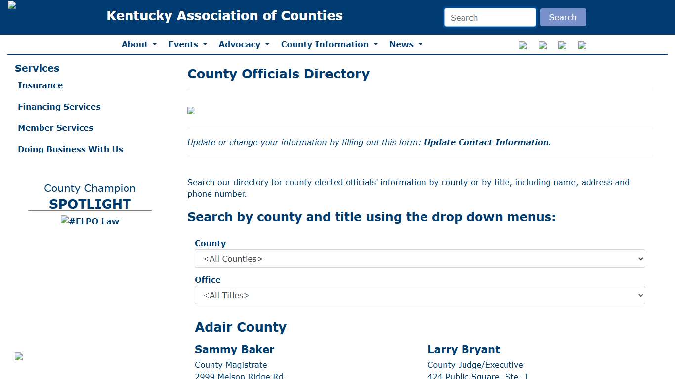 County Officials Directory - The Kentucky Association of Counties