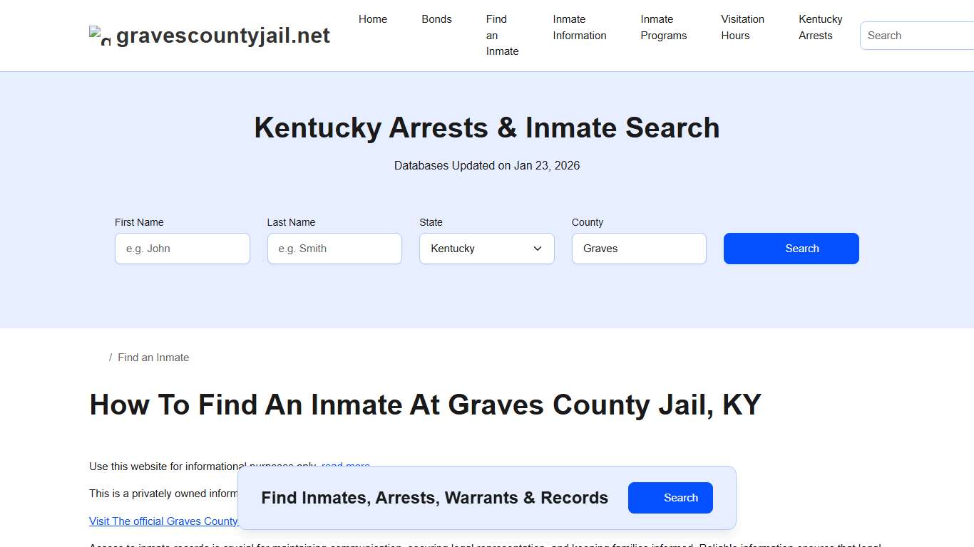 How to Find an Inmate at Graves County Jail, KY